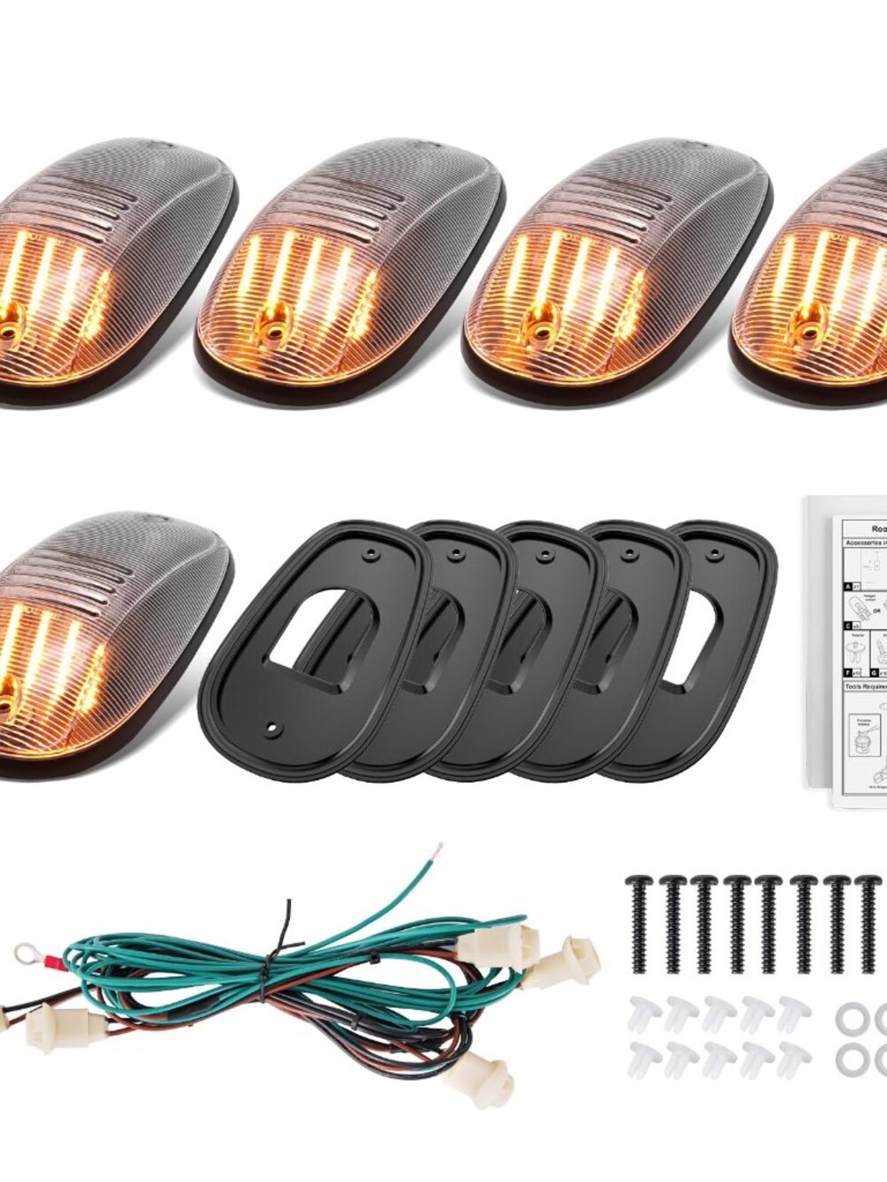 Ram 1500-5500 LED Cab Roof Clearance Lights Kit Clear Lens Amber 2003-2018